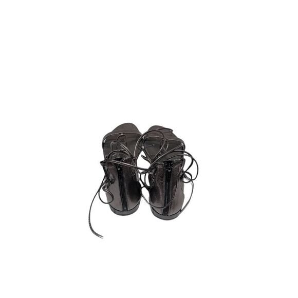 STUART WEITZMAN TIE UP LEATHER LACE UP GLADIATOR SANDALS SILVER 5.5 - Picture 3 of 6